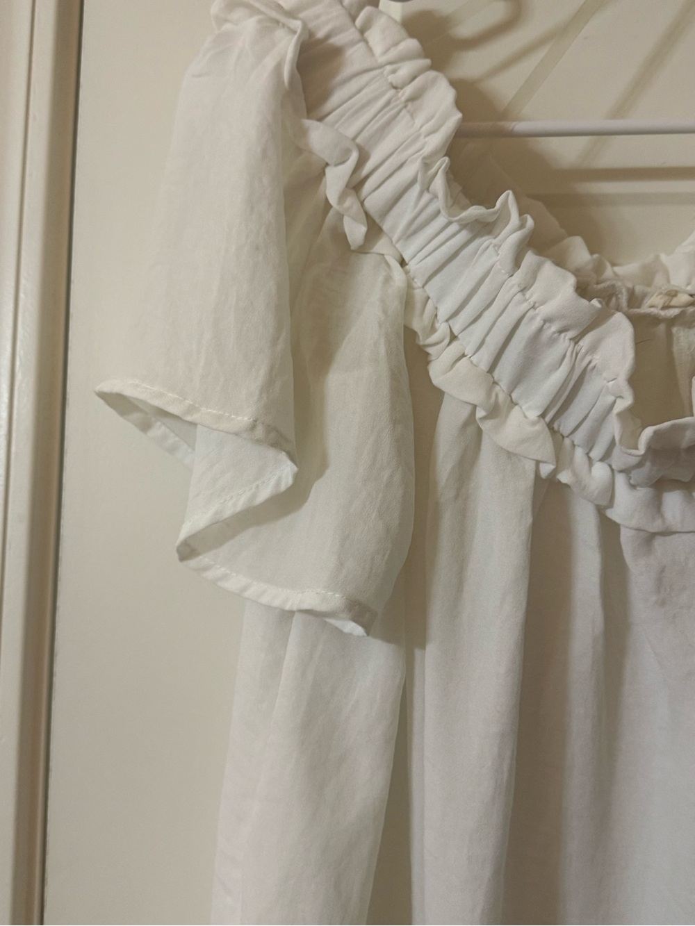 Entro White Off The Shoulder Ruffle Peasant Blouse Top Womens Large Boho - Picture 4 of 7